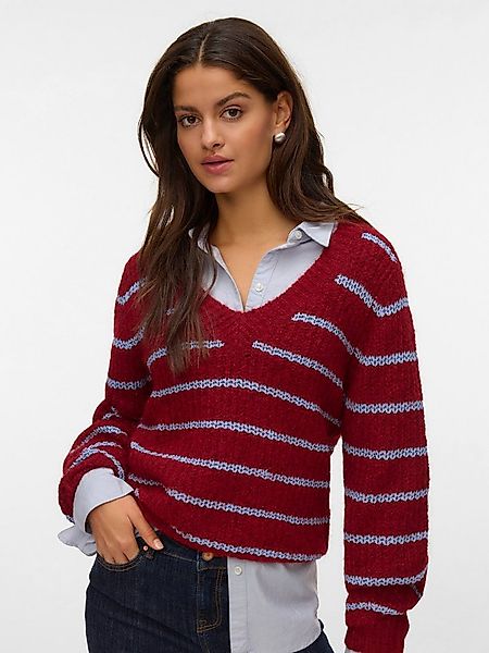 Vero Moda V-Ausschnitt-Pullover VMAWESOME SHINE LS V-NCK STRIPE PULL BOO mi günstig online kaufen