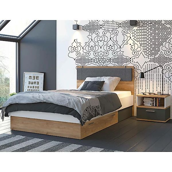 Jugendzimmer Set 2-teilig TOMAR-129 mit Bett 120x200 cm und Nachttisch in E günstig online kaufen