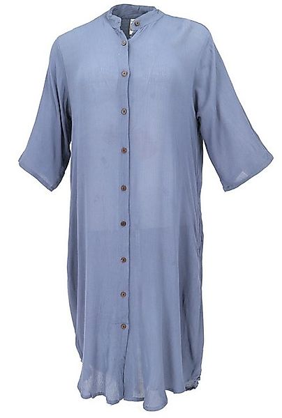 Guru-Shop Midikleid Boho Hemdkleid, lange Viskose Crepe Tunika - blau alter günstig online kaufen