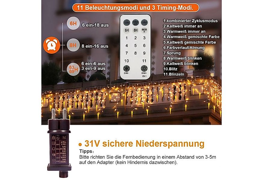 XERSEK LED-Lichtervorhang Eisregen Weihnachtsbeleuchtung LED Dekolicht Lich günstig online kaufen