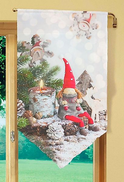 HOME WOHNIDEEN Scheibengardine "WEIHNACHTSWICHTEL" Stangendurchzug 1 Stk. t günstig online kaufen