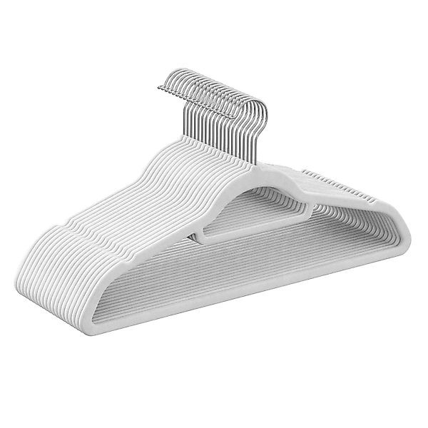 Songmics Samt-Kleiderbügel-Set Breanna Silber-Weiß 50-teilig günstig online kaufen
