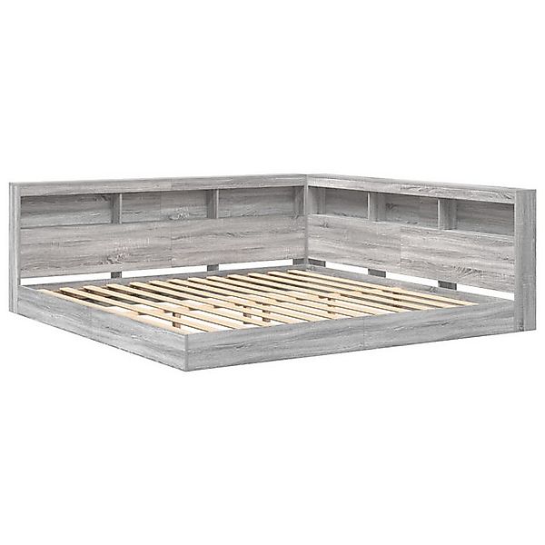 vidaXL Bett Bücherregal Bett Grau Sonoma 200x200 cm Holzwerkstoff (2-tlg) günstig online kaufen