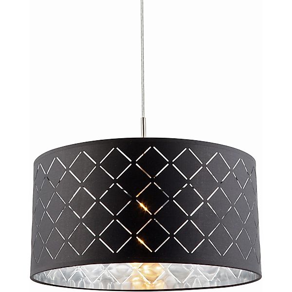 Globo Lighting Stoffpendelleuchte  1-flammig  Schirm grau/silber   ¦ silber günstig online kaufen