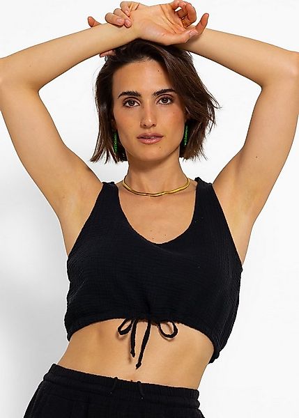 SASSYCLASSY Crop-Top Musselin Trägertop für Damen Sommerliches Musselintop günstig online kaufen