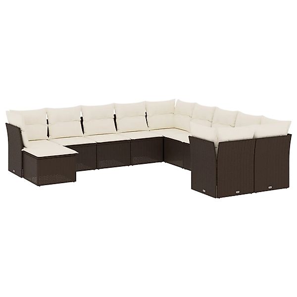 vidaXL 11-Tlg Garten-Sofagarnitur mit Kissen Braun Poly Rattan 3250452 günstig online kaufen