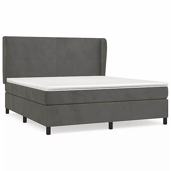 vidaXL Boxspringbett mit Matratze Dunkelgrau 180x200 cm Samt1372813 günstig online kaufen