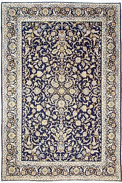 morgenland Wollteppich »Keshan Teppich handgeknüpft blau«, rechteckig günstig online kaufen