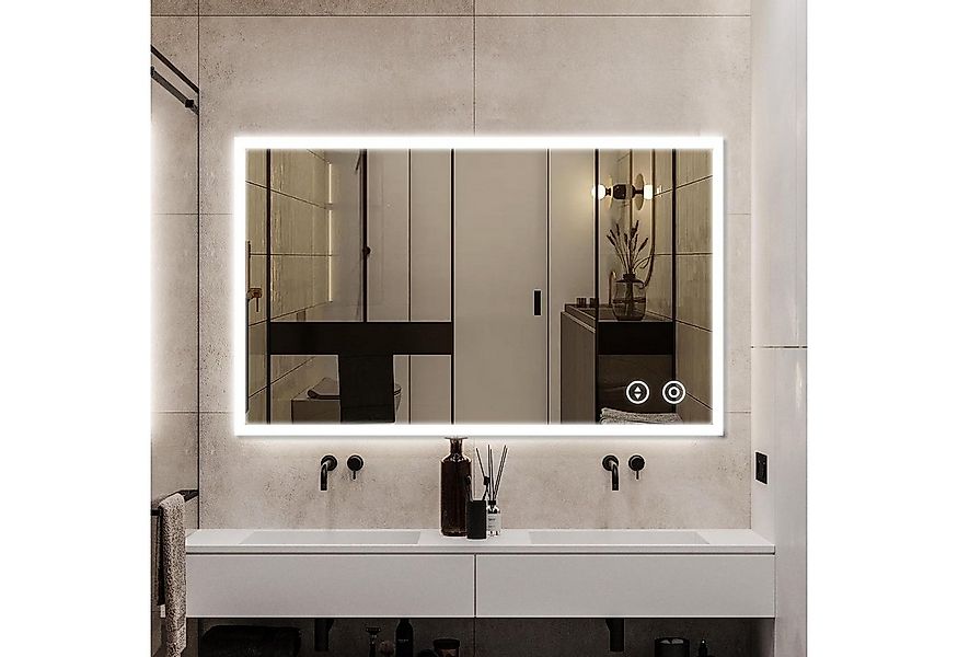 YOLEO Badspiegel LED Beleuchtung Badezimmerspiegel 3 Lichtfarbe Wandspiegel günstig online kaufen