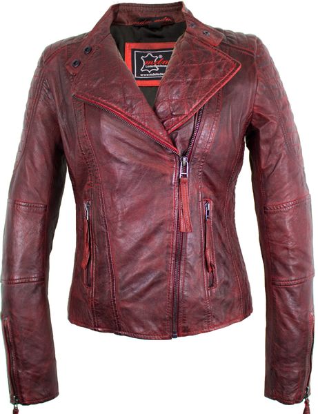 MDM Bikerjacke Damen Biker Lederjacke aus günstig online kaufen