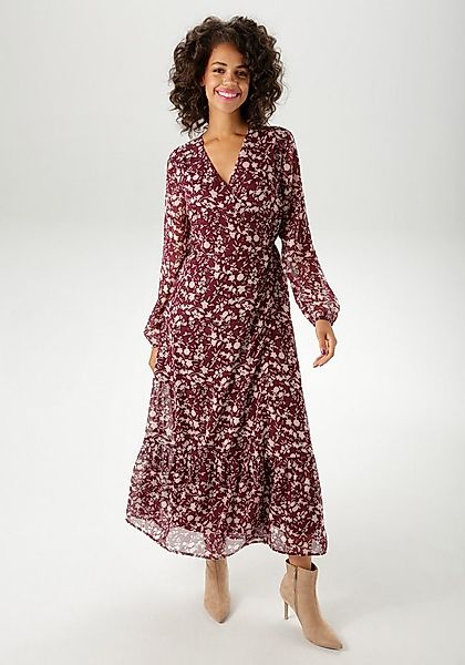 Aniston CASUAL Wickelkleid mit grafischen Blumendruck - jedes Teil ein Unik günstig online kaufen