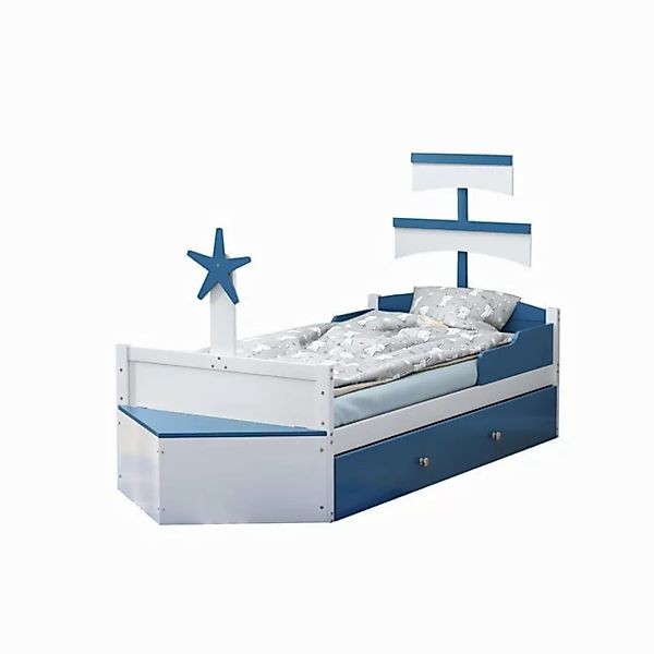 HAUSS SPOLE Kinderbett 90x200 cm Segelbootform, mit ausziehbares Bett, Stau günstig online kaufen