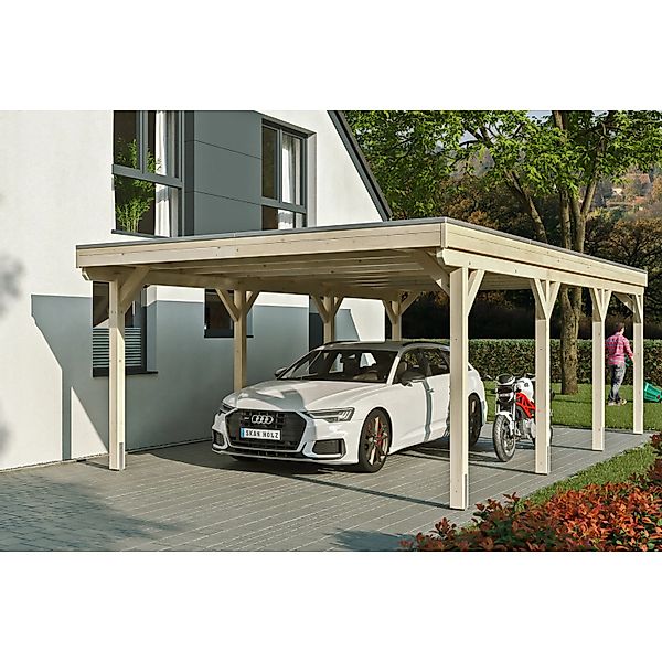 Skanholz Einzelcarport »Grunewald« Leimholz, Nordisches Fichtenholz natur m günstig online kaufen