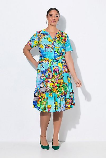 MIAMODA Jerseykleid Kleid A-Linie Italien-Muster Saumvolant günstig online kaufen