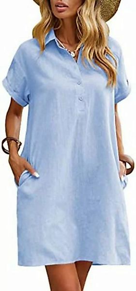 FIDDY Blusenkleid Sommerkleid Knielang Casual Strandkleid Kurzarm Kleid Shi günstig online kaufen