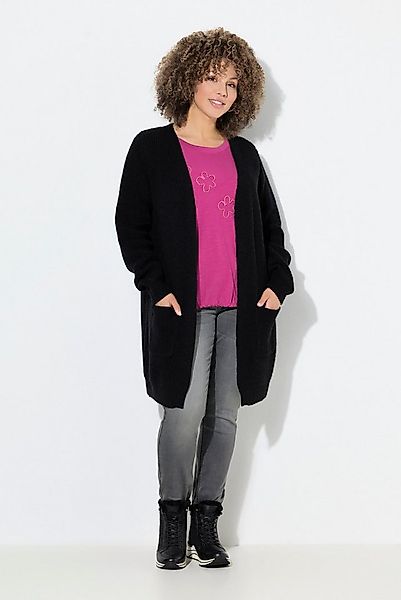 Ulla Popken Strickjacke Long-Strickjacke Knopfverschluss V-Ausschnitt günstig online kaufen