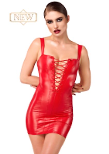 Rotes Wetlook-Minikleid mit Schnürung günstig online kaufen