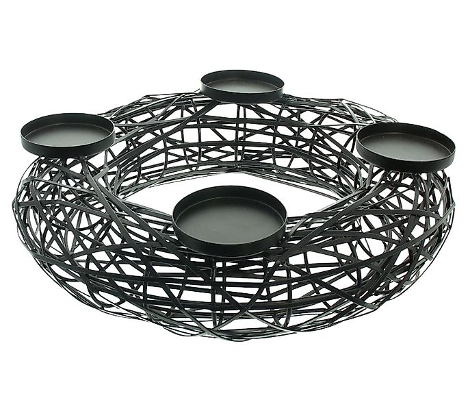 Dekoleidenschaft Adventskranz "Black" aus Metall, schwarz, Weihnachtskranz günstig online kaufen