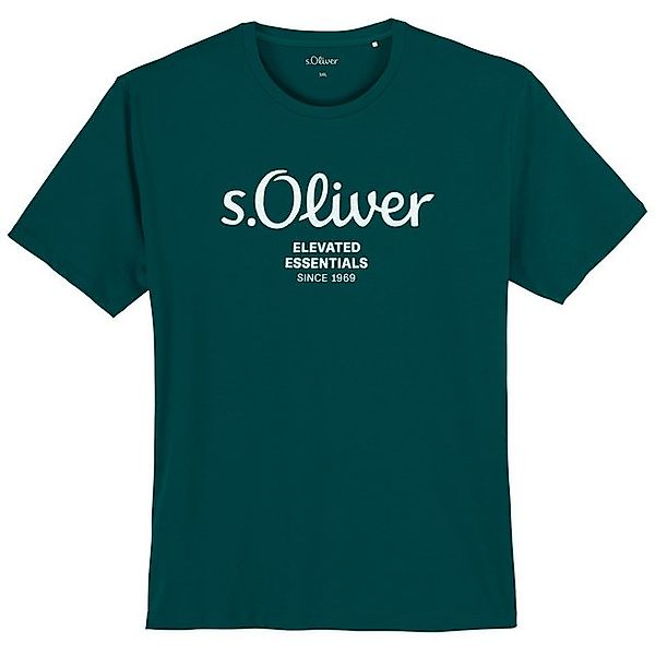 s.Oliver Rundhalsshirt s.Oliver T-Shirt petrol Logoprint Übergröße günstig online kaufen