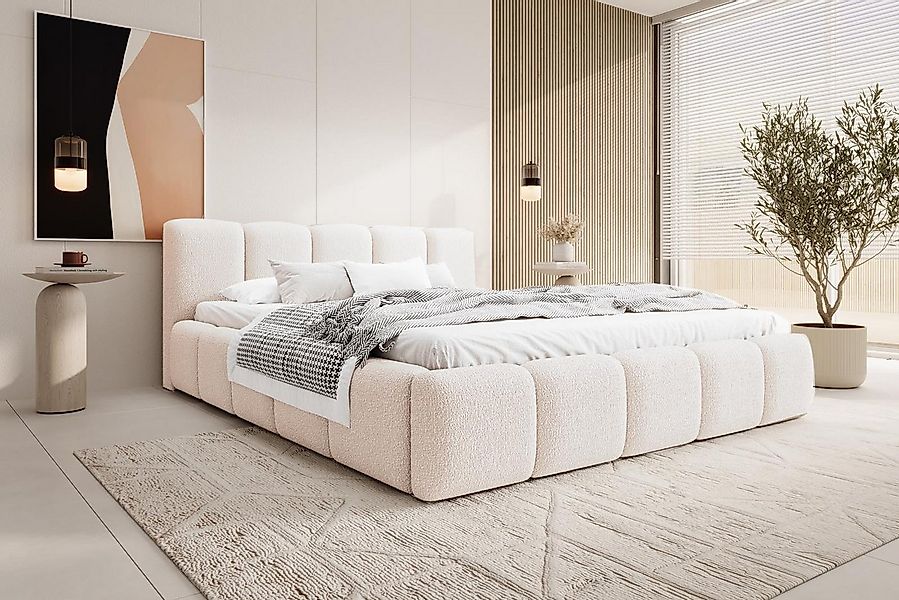 Compleo Polsterbett mit niedriges Kopfteil, Design Bett Abgerundet mit dick günstig online kaufen