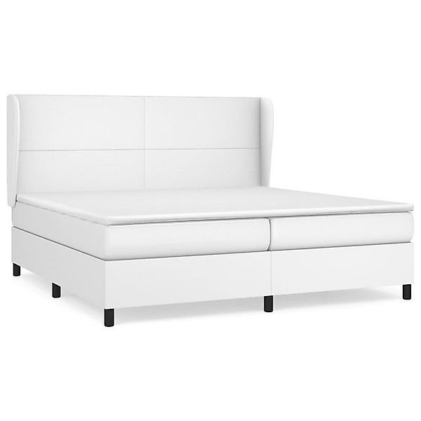 vidaXL Boxspringbett, Boxbett mit Matratze Weiß 200x200 cm Kunstleder günstig online kaufen