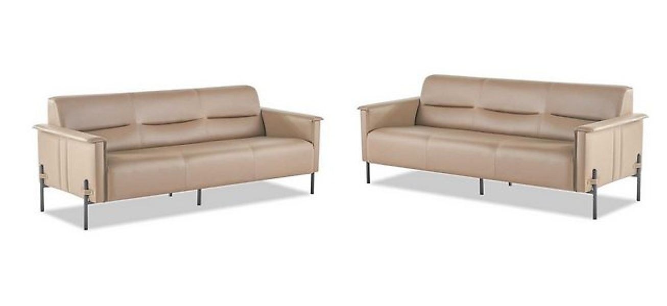 JVmoebel 3-Sitzer Ledersofas 3-Sitzer Edelstahl Beige Modern Edelstahl Couc günstig online kaufen