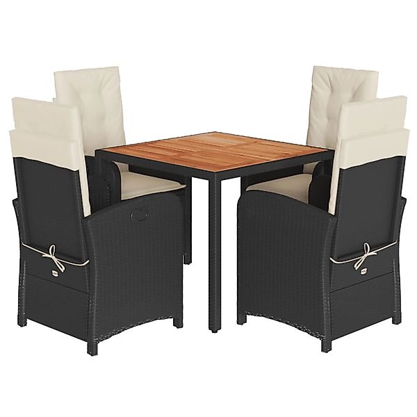 vidaXL 5-Tlg Garten-Essgruppe mit Kissen Schwarz Poly Rattan 3212223 günstig online kaufen