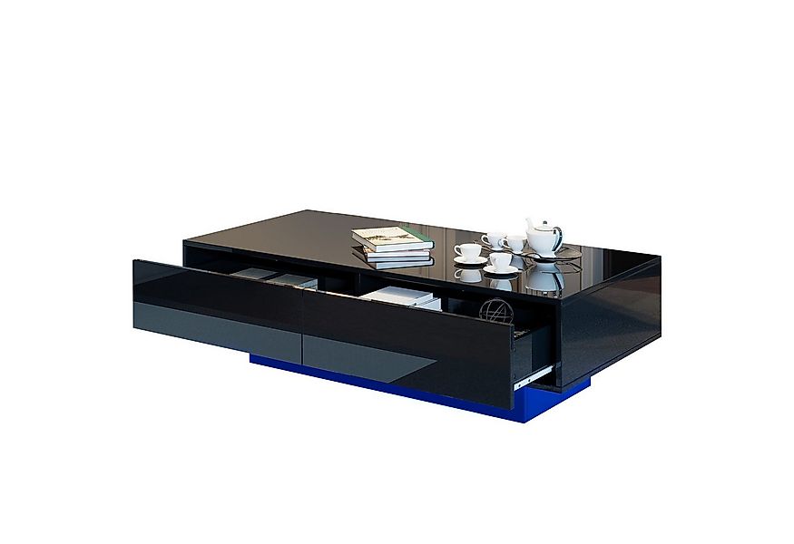 Merax Couchtisch Couchtisch hochglanz Sofatisch Beistelltisch mit LED-Beleu günstig online kaufen