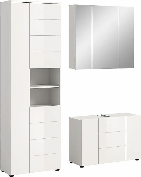 welltime Badmöbel-Set "Biel, Höhe 190 cm, Hochschrank, Unterschrank, Spiege günstig online kaufen