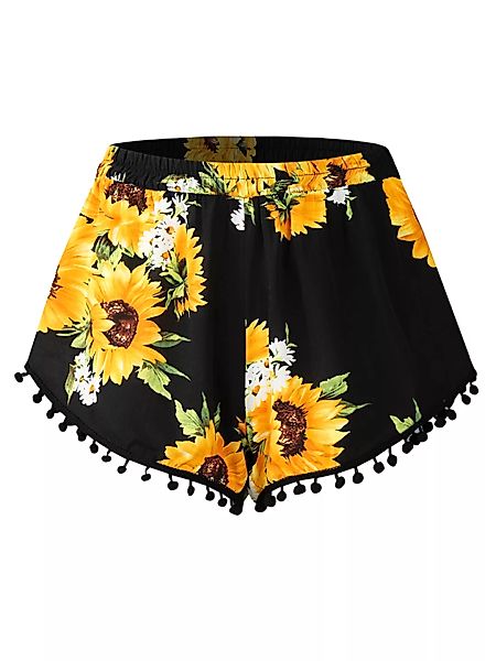 Gänseblümchen-Blumendruck Hawaii-Shorts mit elastischer Taille für Damen günstig online kaufen