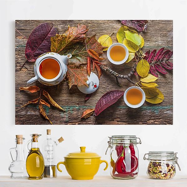 Leinwandbild Küche - Querformat Tee im September günstig online kaufen