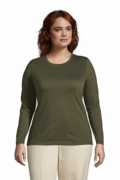 Supima-Shirt, Langarm in großen Größen, Damen, Größe: 48-50 Plusgrößen, Grü günstig online kaufen