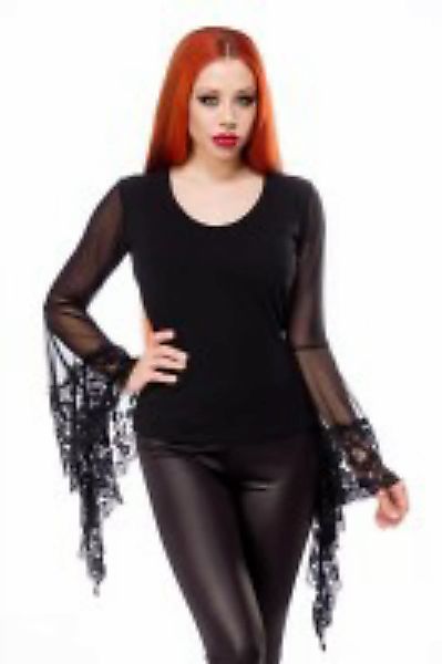 Gothic Top mit Trompetenärmeln aus Spitze günstig online kaufen