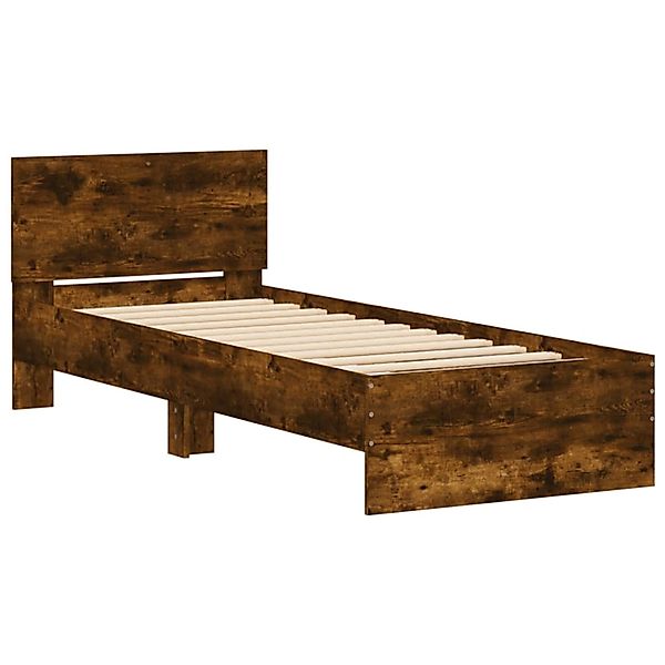 vidaXL Bettgestell mit Kopfteil und LED-Leuchten Räuchereiche 90x190cm 8388 günstig online kaufen