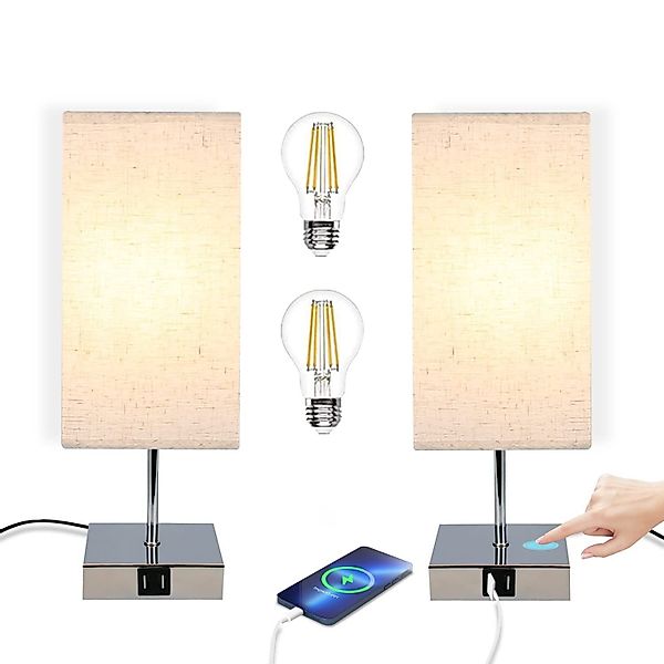 Nettlife Nachttischlampe Touch Dimmbar Stoffschirm E27 günstig online kaufen