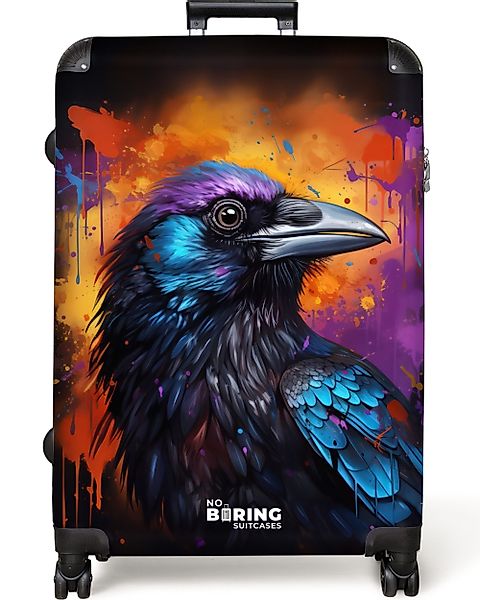 NoBoringSuitcases.com© Hartschalen-Trolley Krähe mit buntem Graffiti günstig online kaufen