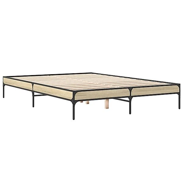 vidaXL Bettgestell Sonoma-Eiche 140x200 cm Holzwerkstoff und Metall 845017 günstig online kaufen