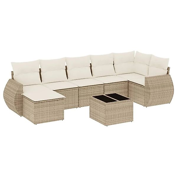 vidaXL 8-Tlg Garten-Sofagarnitur mit Kissen Beige Poly Rattan 3221687 günstig online kaufen