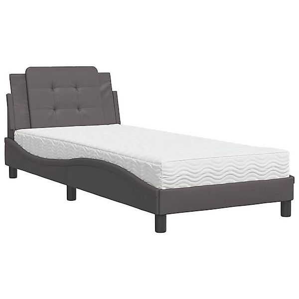 vidaXL Bett Bett mit Matratze Grau 90x200 cm Kunstleder günstig online kaufen