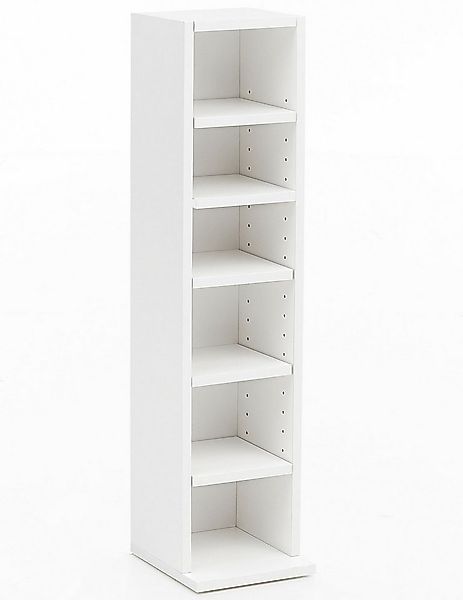 Wohnling Bücherregal WL5.336, Weiß 21x91x25,5 cm, CD-Regal mit 6 Fächern Mo günstig online kaufen