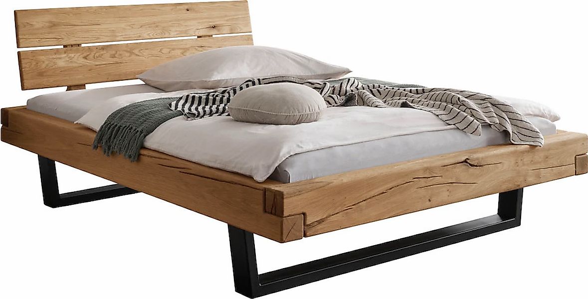 Home affaire Massivholzbett "Ultima Balkenbett Doppelbett, Füße Metallkufe" günstig online kaufen