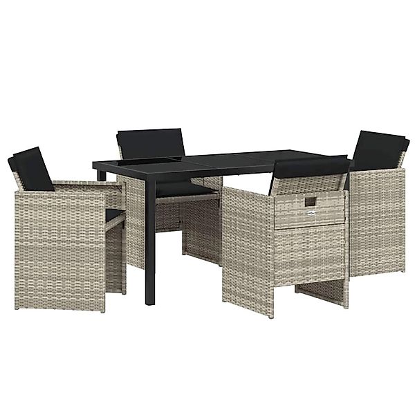 vidaXL Garten Essgruppe 5-Tlg Hellgrau Poly Rattan 3380610 günstig online kaufen