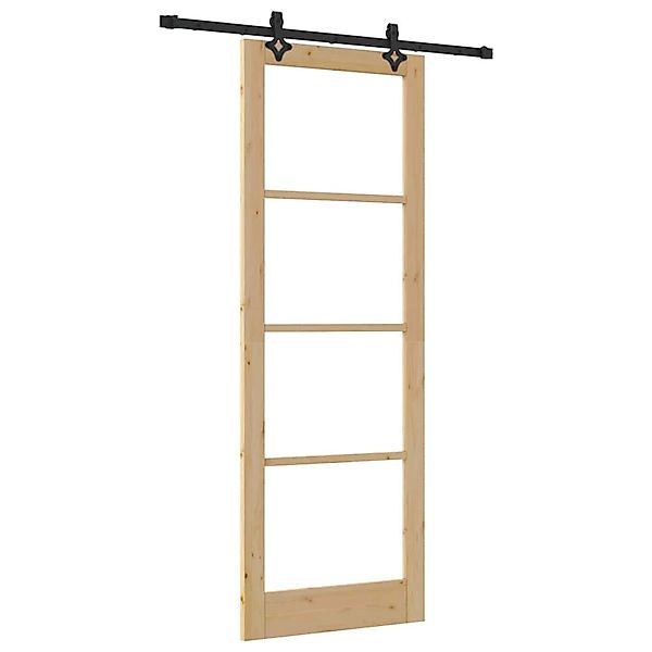 vidaXL Schiebetür Braun 83 x 232 cm Holz und Metall 3332281 günstig online kaufen