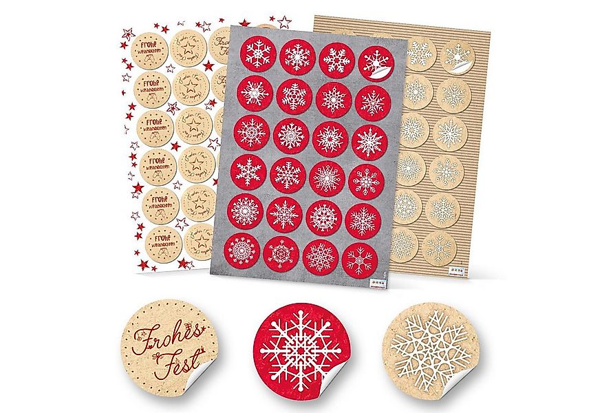 Logbuch-Verlag Dekofigur SET 3 x 24 runde Weihnachtsaufkleber 4 cm in Rot, günstig online kaufen