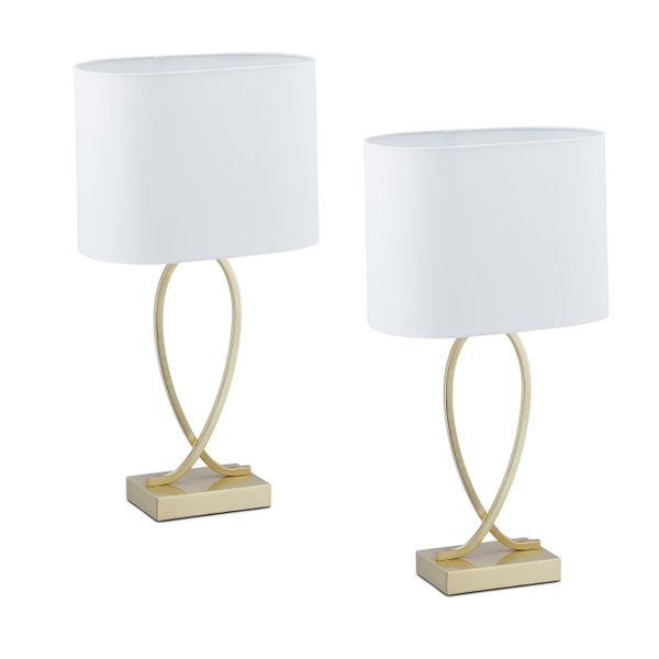 relaxdays Nachttischlampe Tischlampe geschwungener Fuß 2er günstig online kaufen
