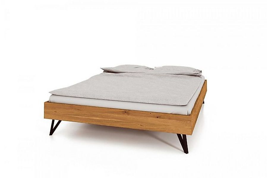 Natur24 Einzelbett Bett Rolo 3 Sonderlänge 120x220 Wildeiche Metallbeine oh günstig online kaufen