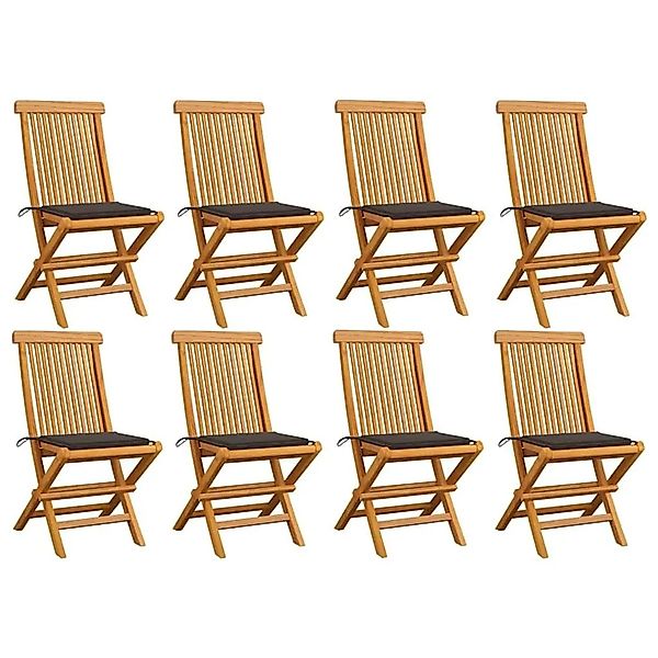 vidaXL Gartenstühle mit Taupe Kissen 8 Stk Massivholz Teak 3072925 günstig online kaufen
