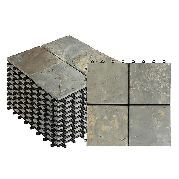 KARAT Klickfliese Naturstein 30 x 30 cm Rostiger Schiefer Terrassenfliese 1 günstig online kaufen