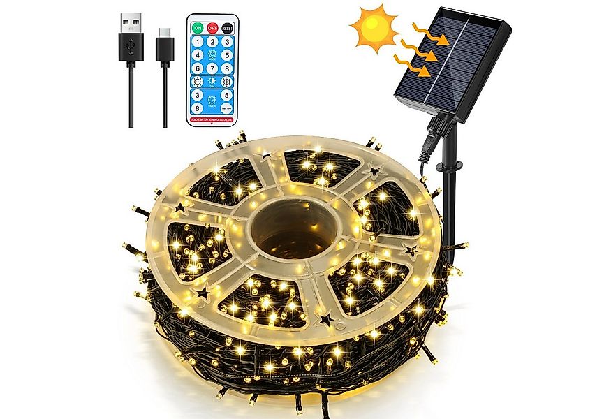 Clanmacy LED-Lichterkette LED Solar Lichterkette Solarleuchten Außen Weihna günstig online kaufen