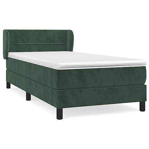 vidaXL Boxspringbett, Boxspringbett mit Matratze Dunkelgrün 90x190 cm Samt günstig online kaufen